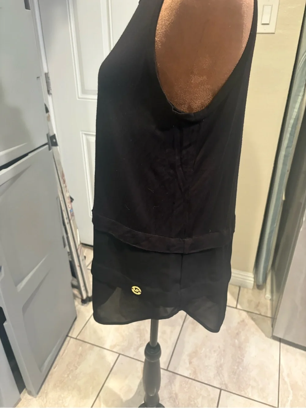 Michael Kors Black Sleeveless Layered Tank Top